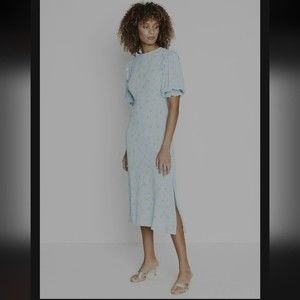 FAITHFULL THE BRAND Marie puff sleeve midi dress size XS